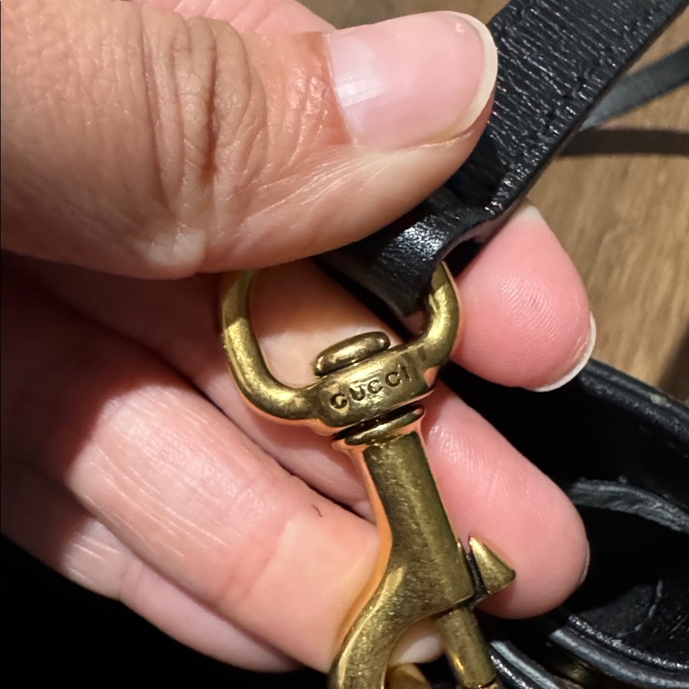Gucci Horsebit Black Leather Top Handle Bag | Gold Hardware Crossbody - Picture 9 of 14